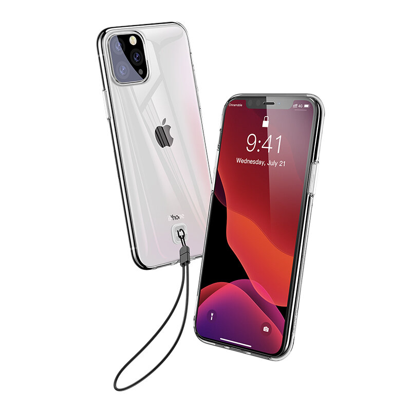 Baseus Clear Transparent Soft TPU Protective Case with Lanyard For iPhone 11 Pro 5.8 Inch