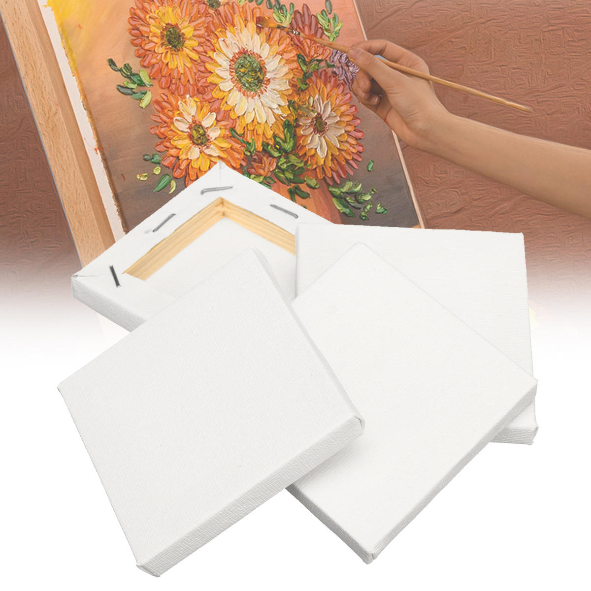 8PCS White Mini Blank Canvas Acrylic Paintings Frame Oil Paint Artist Square Art Sketch Boards Square Canvas