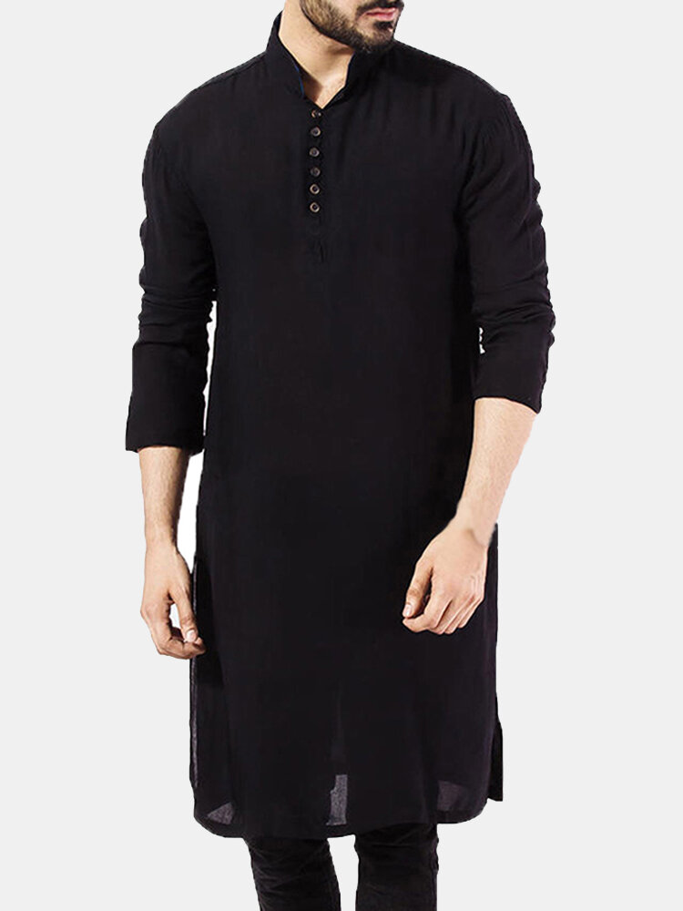 

Мужская Пакистанская курта Kaftan с длинным рукавом пижамная этническая Платье Рубашка Топы блузки