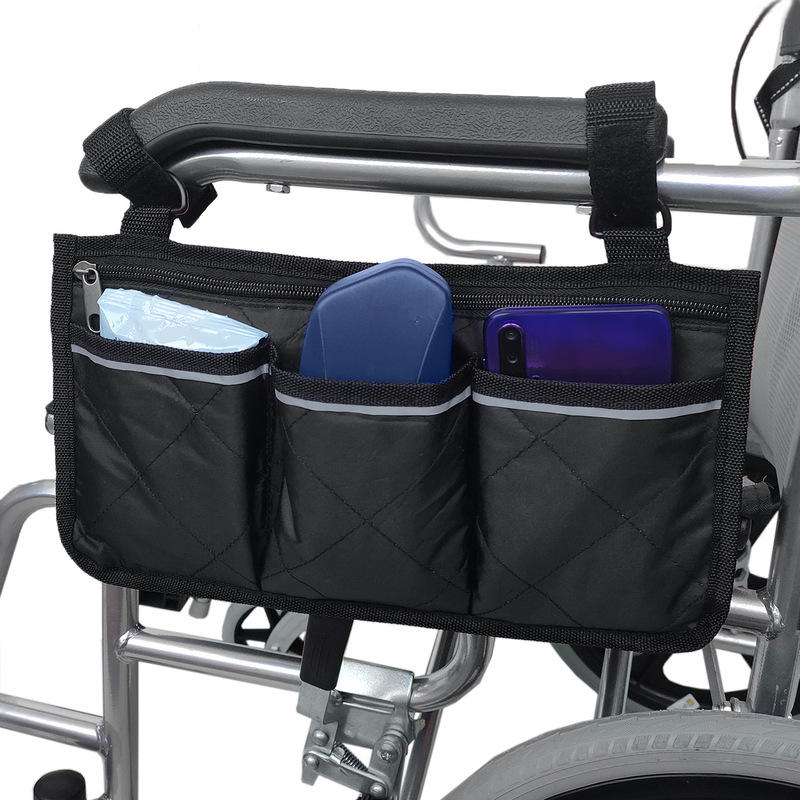 Sac de rangement multifonctionnel pour accoudoir de fauteuil roulant, sac de rangement portable pour le côté