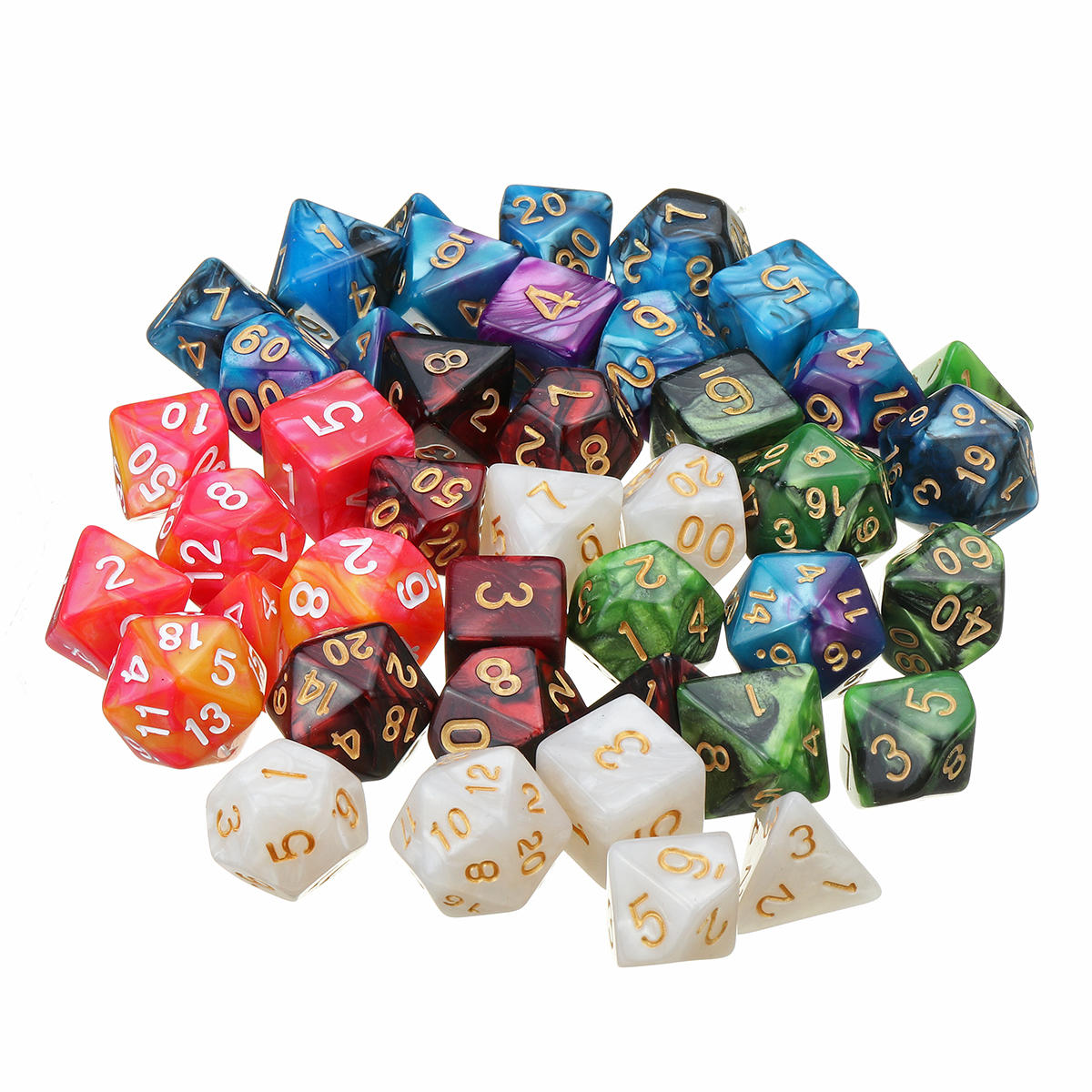42Pcs 6Set Acrylic Polyhedral Dice Bag For DND RPG MTG Role Playing 