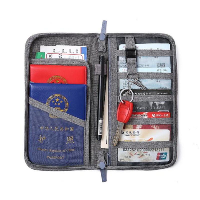 男性 女性 パスポートホルダー マルチファンクションドキュメントバッグ 旅行用クレジットカードウォレット オーガナイザー 収納スポーツバッグ