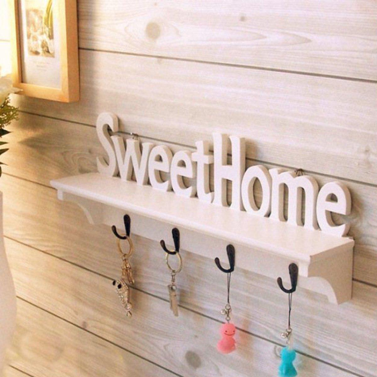 Home Sweet Home Wooden Key Holder Wall Mounted Key Holder Key Organizer Key Hook
