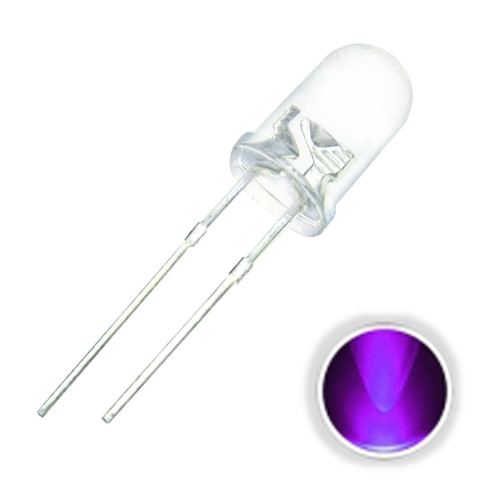 100 STKS 5 MM 20mA Transparante Ronde Ultraviolet 395nm 400nm UV Paars 2Pin LED Diode DIY Licht