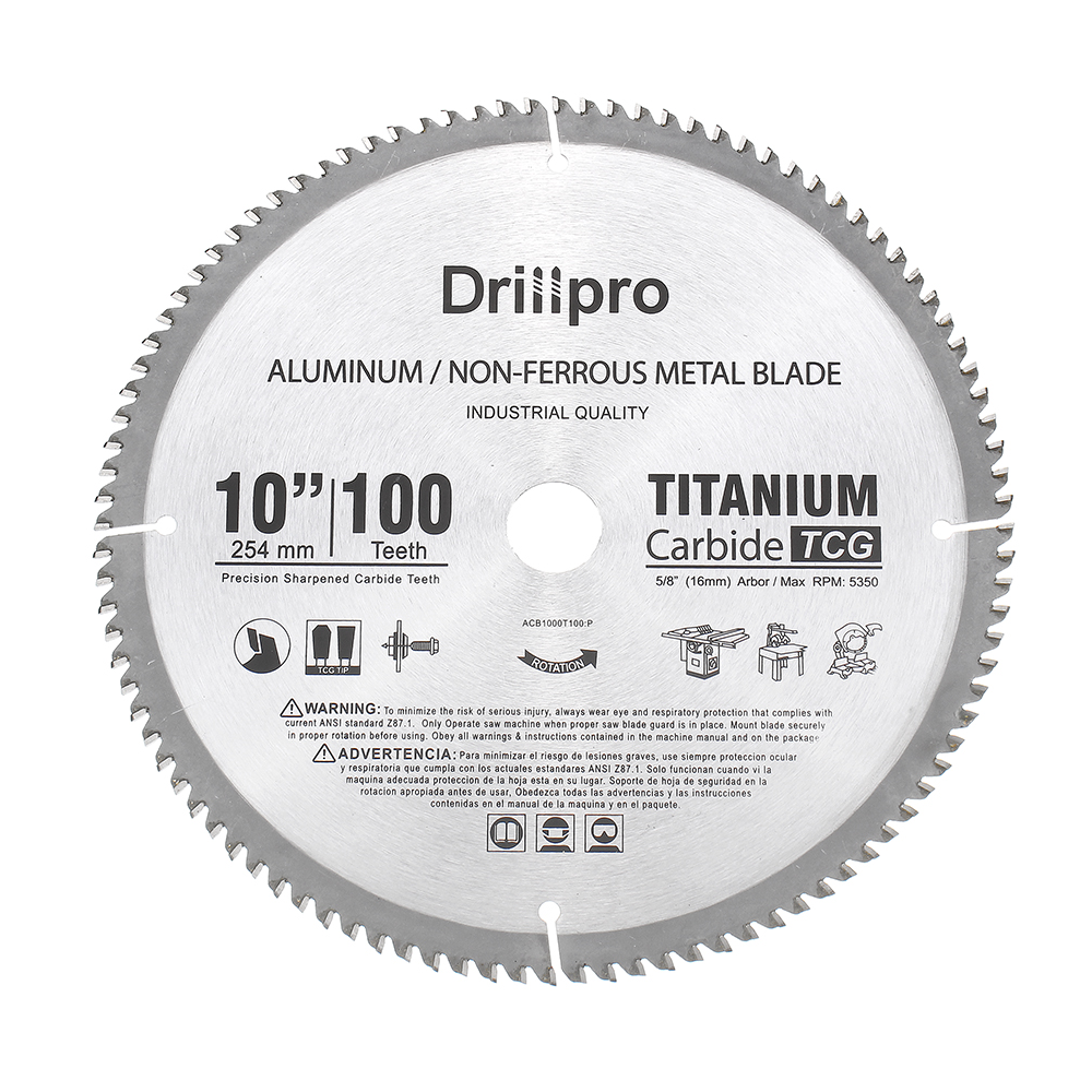 

Drillpro 10 дюймов Лезвие пилы 100 зубьев TCT Алюминиевая пила из цветного металла Лопасти для дисковой пилы Строгальная