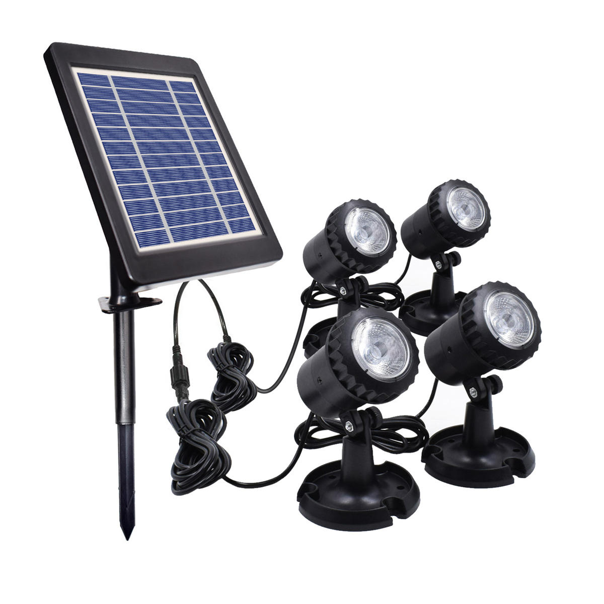 IP68 4 in1 Waterproof Underwater Fountain Pond Lights Solar Light LED Spotlights With Green/Blue/White Lamps For Outdoor Amphibious Lawn Pool Garden Path Aquarium