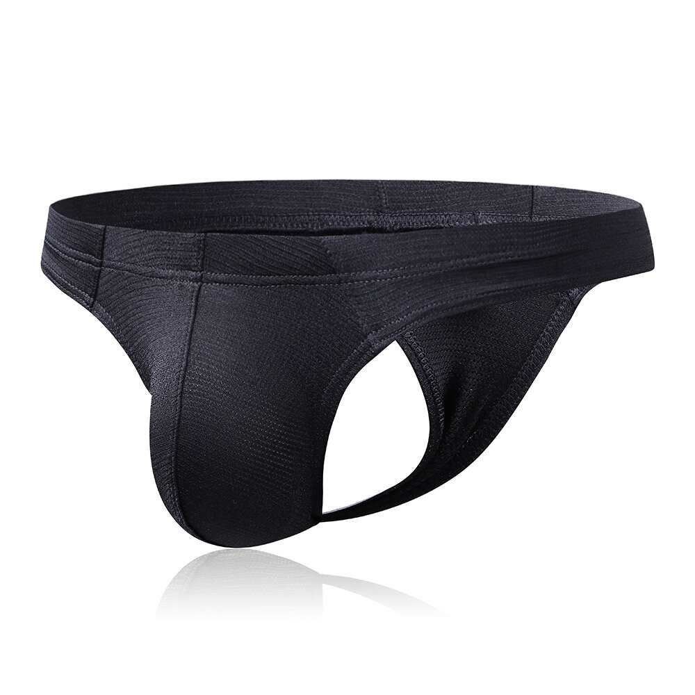 Light color high elastic breathable pouch thongs crotchless underwear ...
