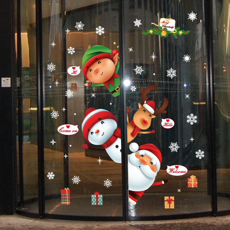 

Miico SK9242 Рождество Стикер Окна Двери Стены Стикеры Съемный Для Новогоднего Украшения