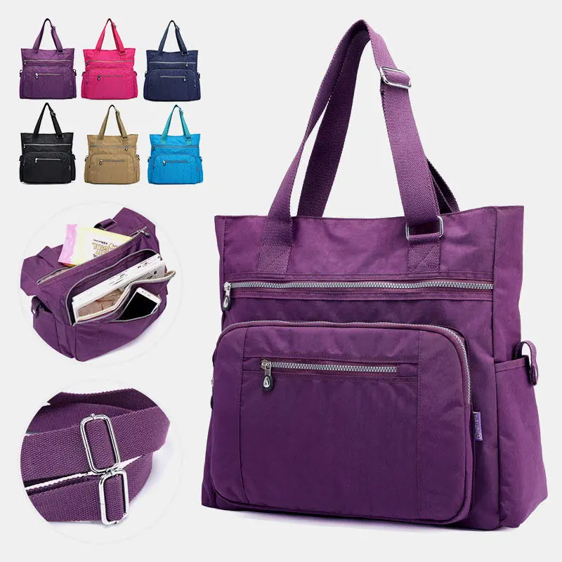 Women large capacity nylon waterproof handbag shoulder bag for outdoor travel