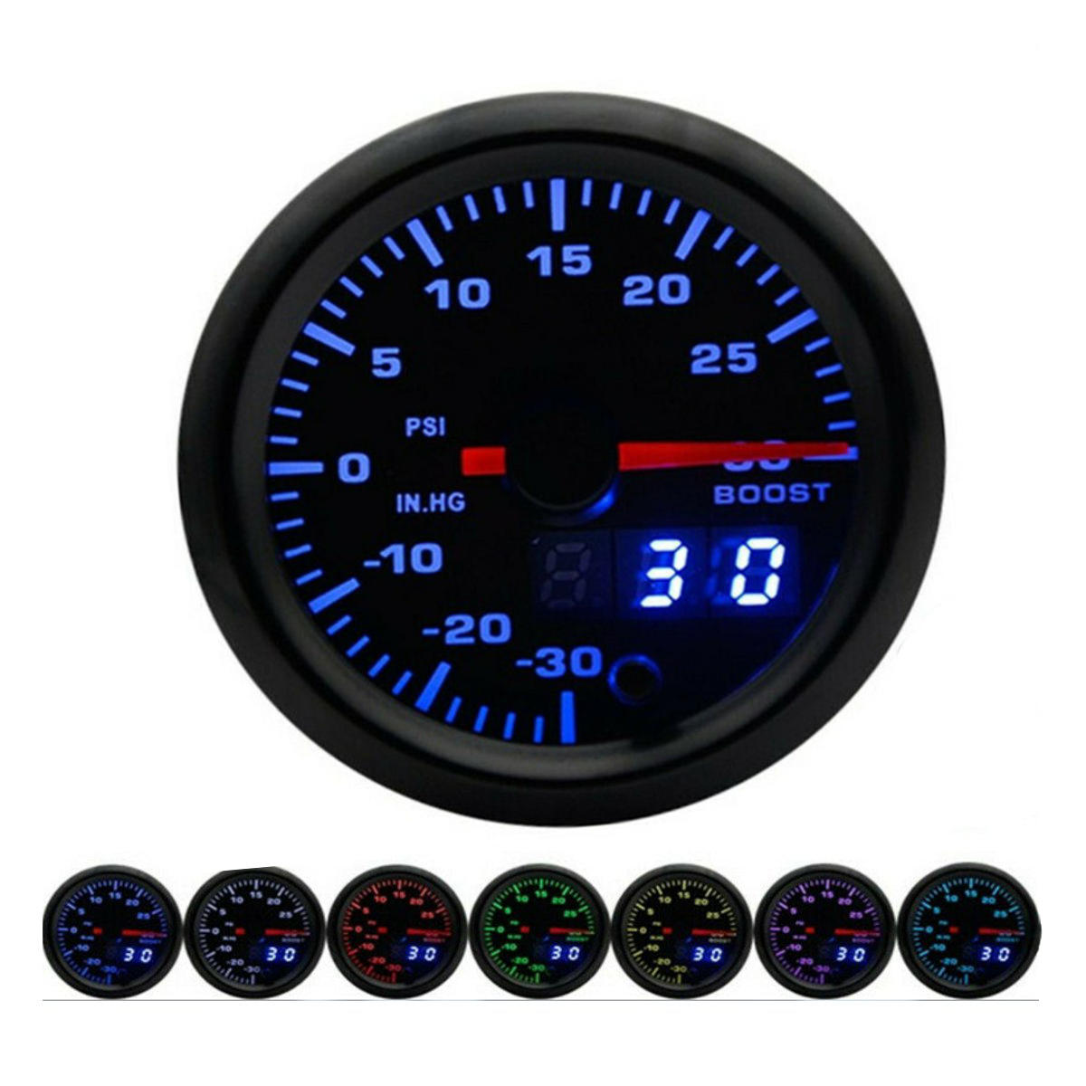 Black  2" 52mm Blue Digital LED Electronic Volt Gauge Meter For Car