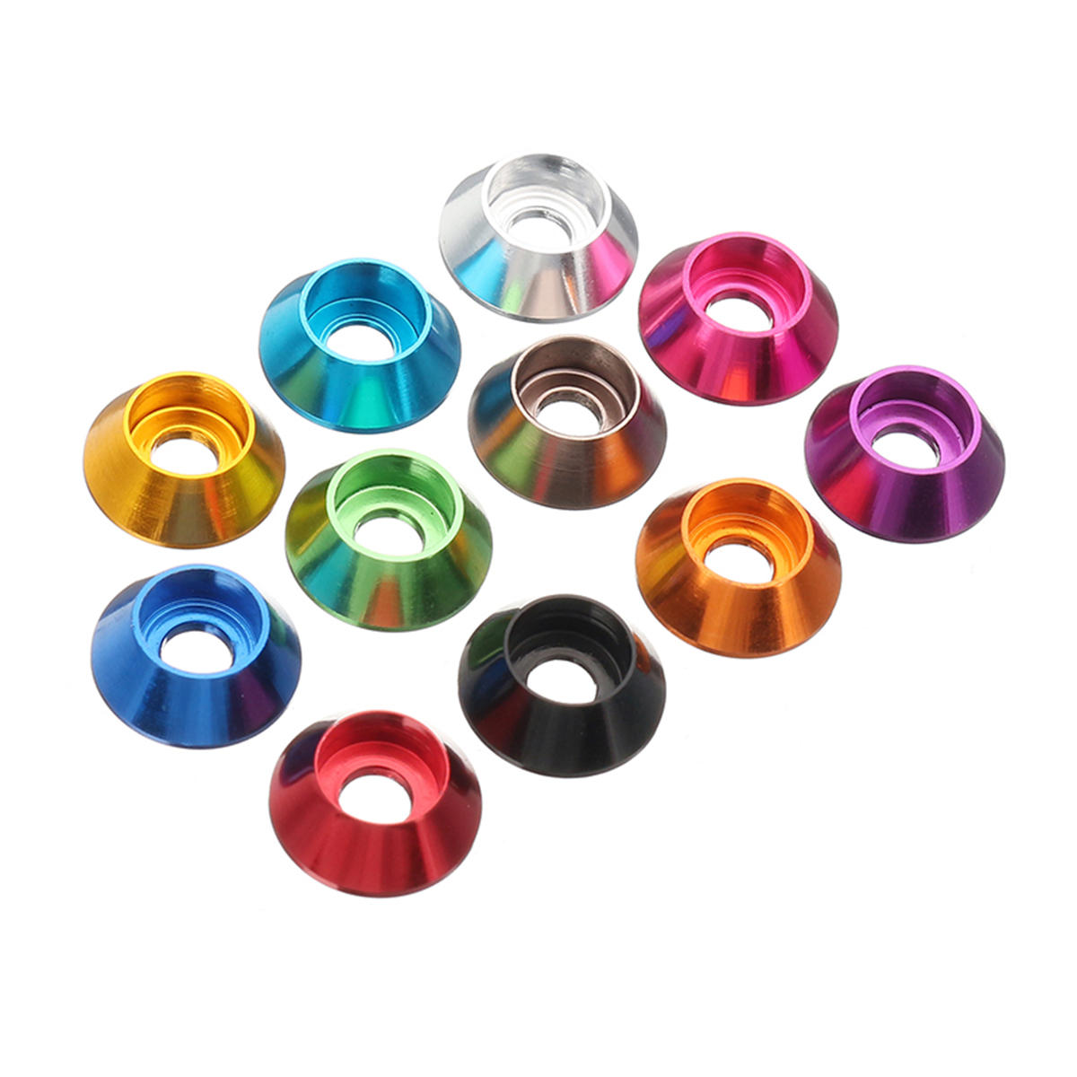Suleve™ M2.5AN1 10Pcs M2.5 Cup Head Hex Screw Gasket Washer Nuts Aluminum Alloy Multicolor