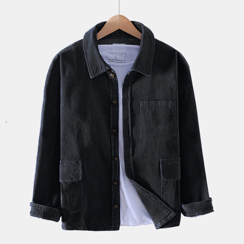 Mens corduroy vintage multi pockets long sleeve jacket Sale - Banggood.com