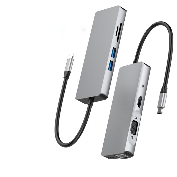 

SEEWEI TW9R 9-in-1 USB-C Hub USB 3.0 Docking Station 4K HDMI-compatible VGA Converter 3.5mm Audio Port TF SD Card Reader