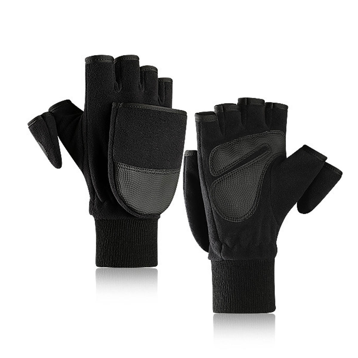 Fleece warme handschoenen Heren Flip Finger Plus Fluwelen dikke vingerloze touchscreen Motorhandscho