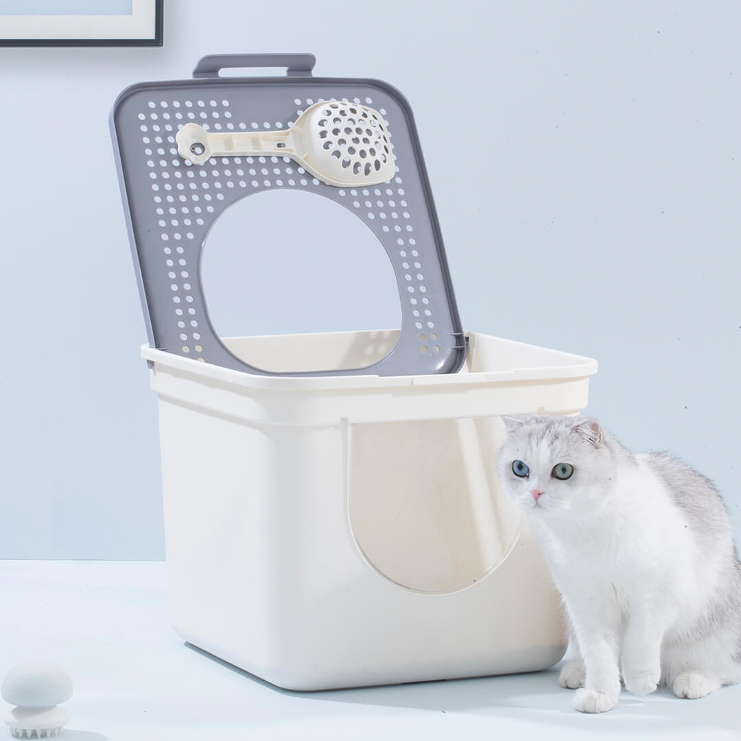 Furrytail cat litter box toilet close pet cats potty litter boxes