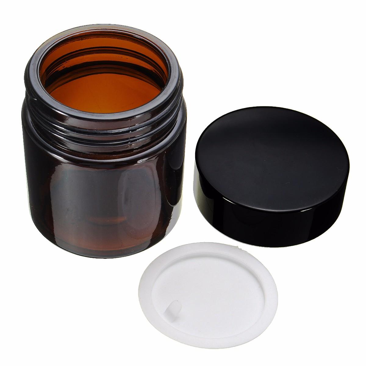 

120ml Amber Glass Jar Bottles With Black Lid For DIY Cosmetics Candles Spices
