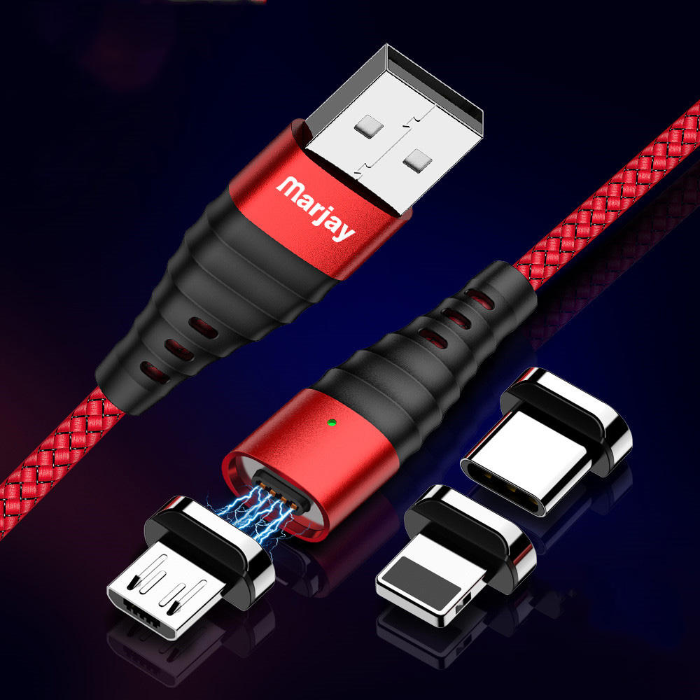 Marjay 3A Type C Micro USB LED Indicator Gevlochten Snel Opladen Datakabel Voor Huawei P30 Pro Mate 
