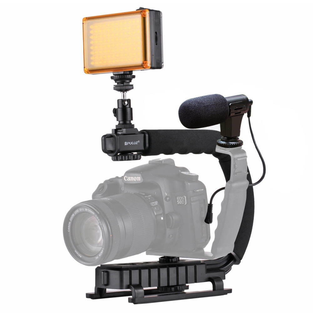 

PULUZ PKT3013 C-образный стабилизатор Микрофон Видеолампа Vlog Set для DSLR Sport Action камера Смартфон