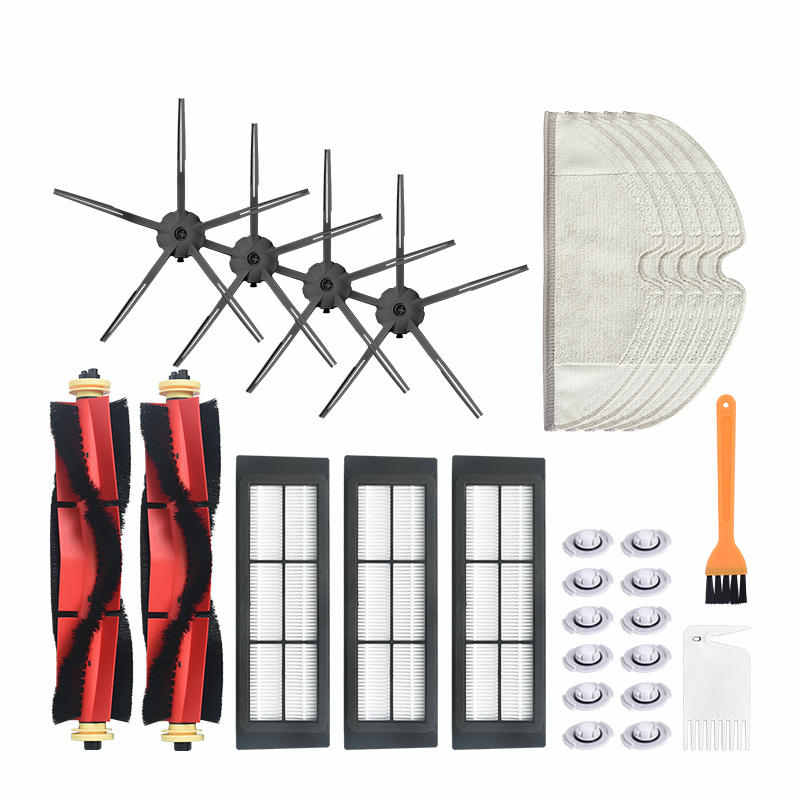 

28pcs Replacements for Xiaomi Roborock Xiaowa Vacuum Cleaner Black Parts Accessories 4*5-arm Side brushes 3*Filters 2*Ma