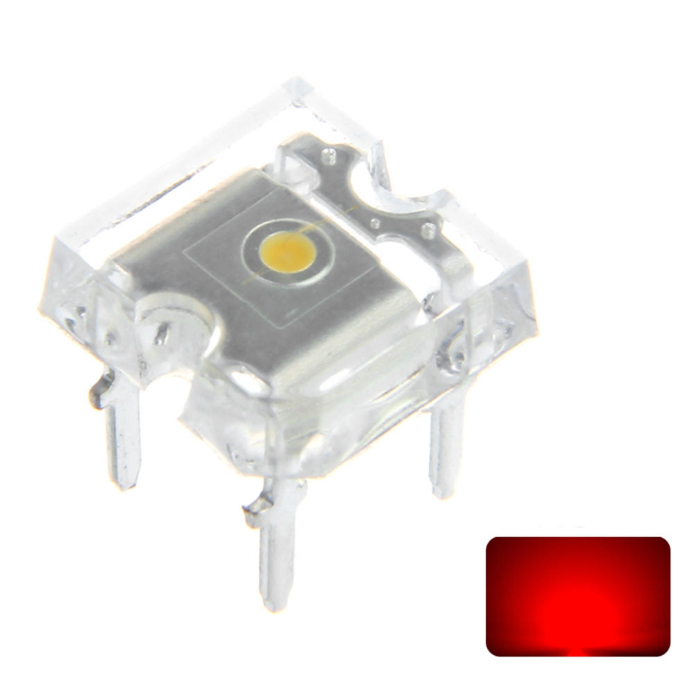 100PCS Flat Top LED Diode Red Transparent 20mA Emitting Lamp Ultra Bright Through Hole Bulb DC2V