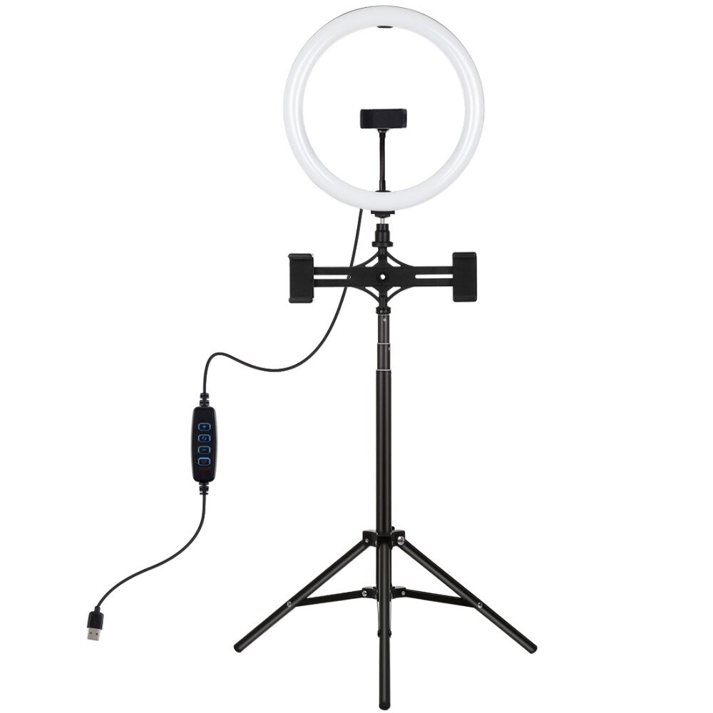 

PULUZ PKT3066B 10.2 Inch Dimmable LED Selfie Video Ring Light with PU457B Tripod for Youtube Tik Tok Live Streaming