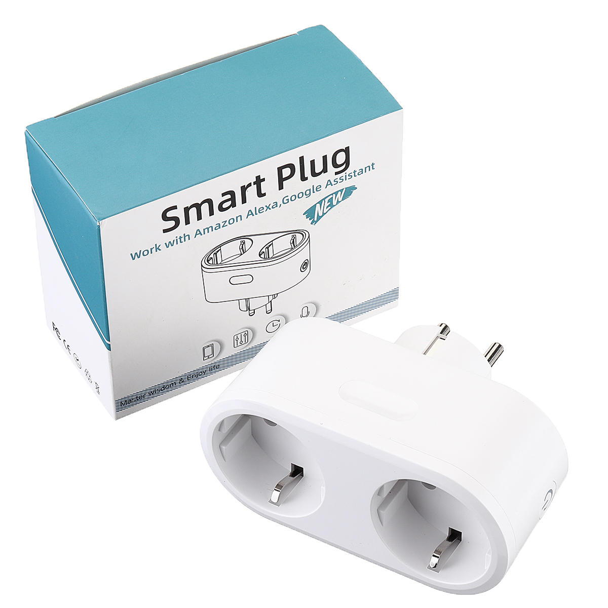 

Dual EU Smart WiFi Power Plug Remote Control Switch Socket Outlet by HomeKit Dohome APP Google Assistant Alexa Remote Vo
