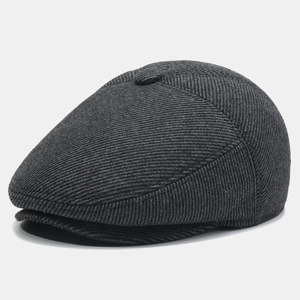 

Men's Woolen Cap Hat Padded Warm Beret Caps Casual Outdoor Visor Forward Hat
