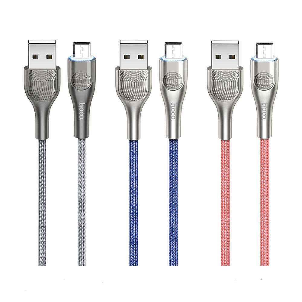 HOCO U59 Nylon Micro USB Charging Data Sync Cable Touch LED Light for Tablet Smartphone 1.2M