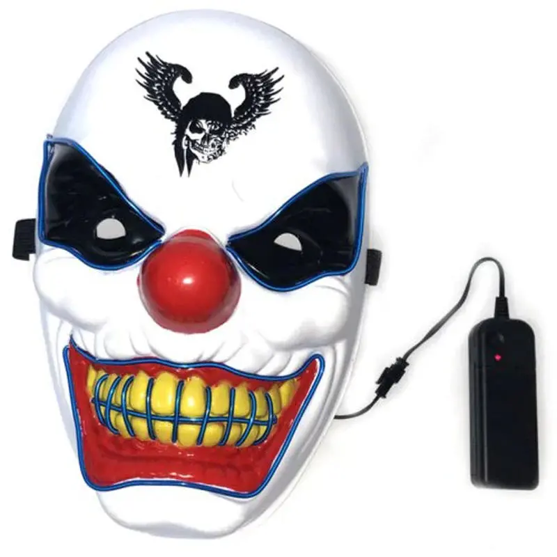Halloween clown led glow mask festival supplies props scary el lighting mask for decoration