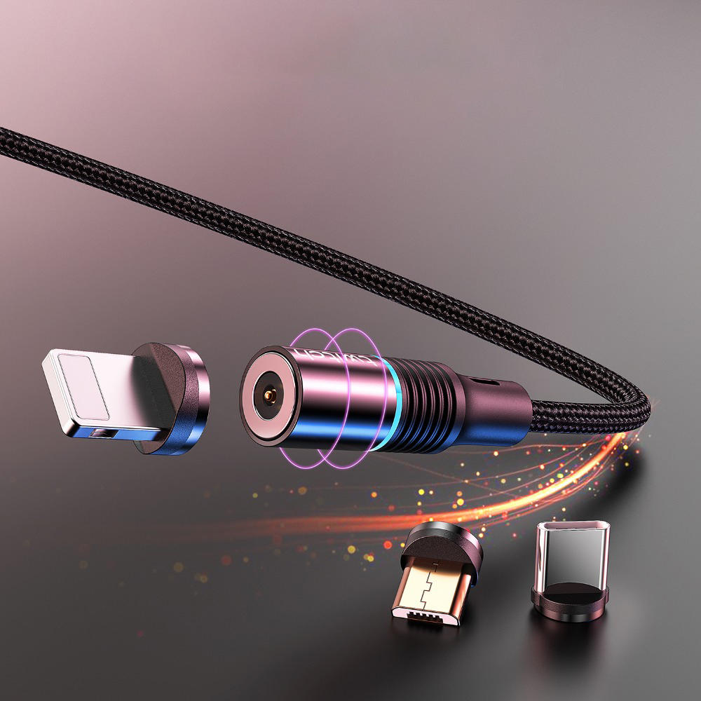 Twitch LED2A磁気360度回転マイクロUSBType-Cデータケーブル（Samsung用）S10 HUAWEI Mate 30 LG