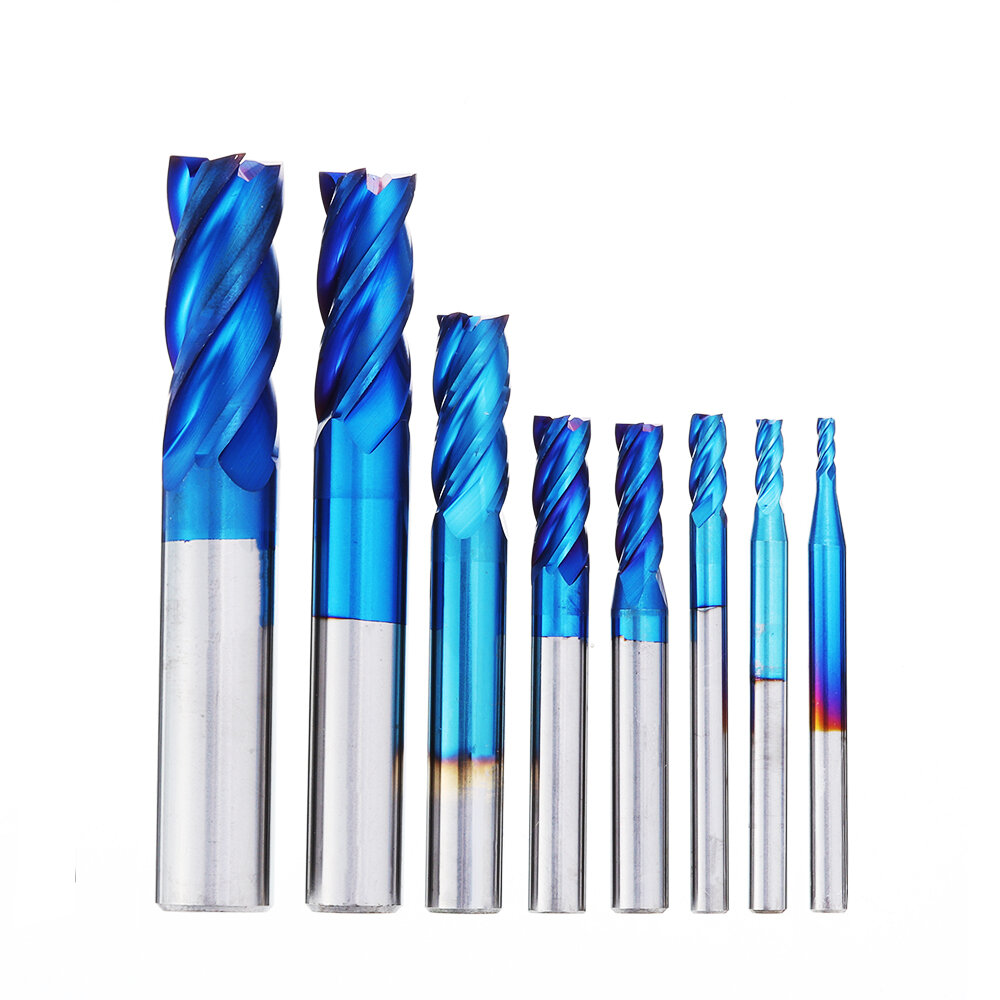 best price,drillpro,8pcs,blue,naco,12mm,flutes,carbide,end,mill,set,discount