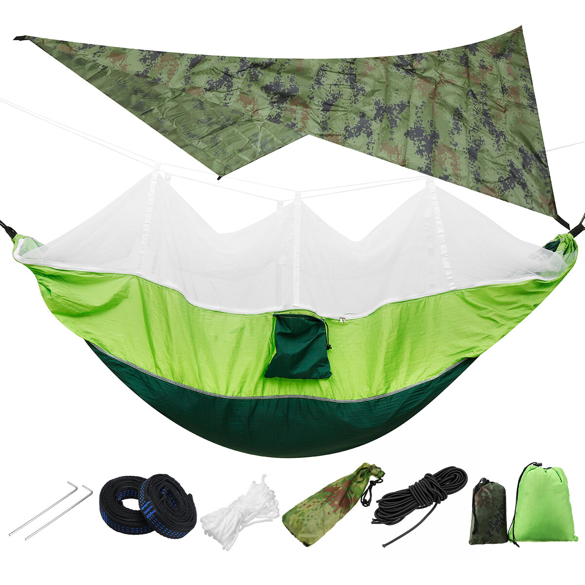 IPRee? Lichtgewicht draagbare camping hangmat en tent Luifel Regen Fly Tarp 2000 Waterdicht Klamboe 