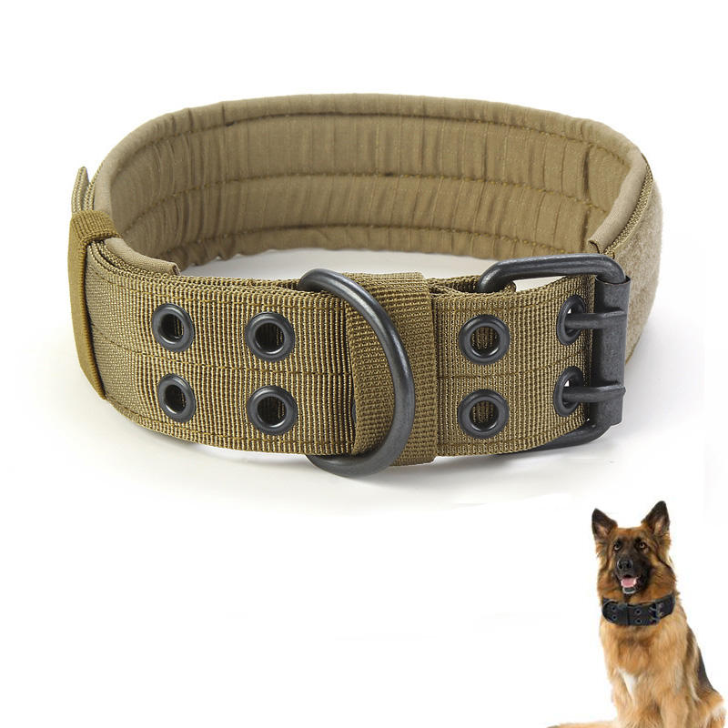 

Nylon Tactical Dog Collar Dog Traction Rope Adjustable Training Dog Pet Collar With Metal D Ring Buckle