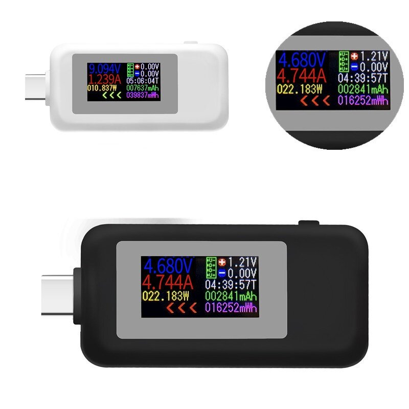 

Type-C Color Display USB Tester 0-5A Current 4-30V Voltage USB Charger Tester Power Meter Mobile Battery Detector