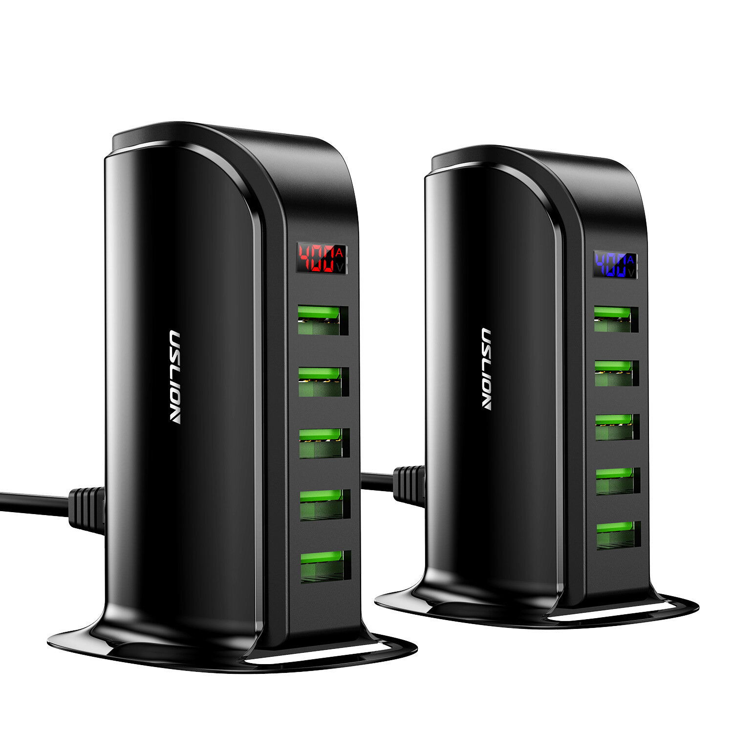 

USLION 5 Ports USB Charger Desktop Charging Station Fast Charging LED Digital Display EU UK US Plug Adapter For iPhone 1