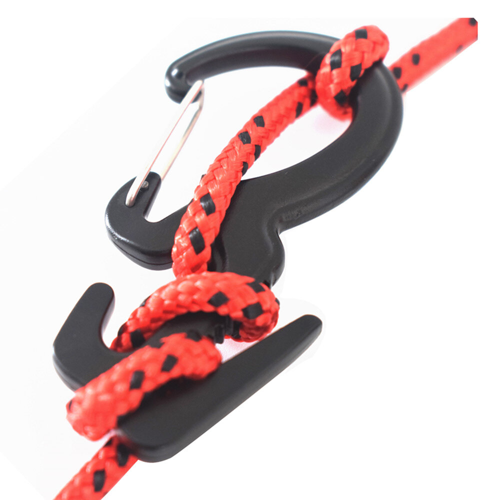 Outdoor Hiking Climbing Durable 9-Shaped 25KG Bearing Carabiner with 2M Rope-Black/Red/Gold