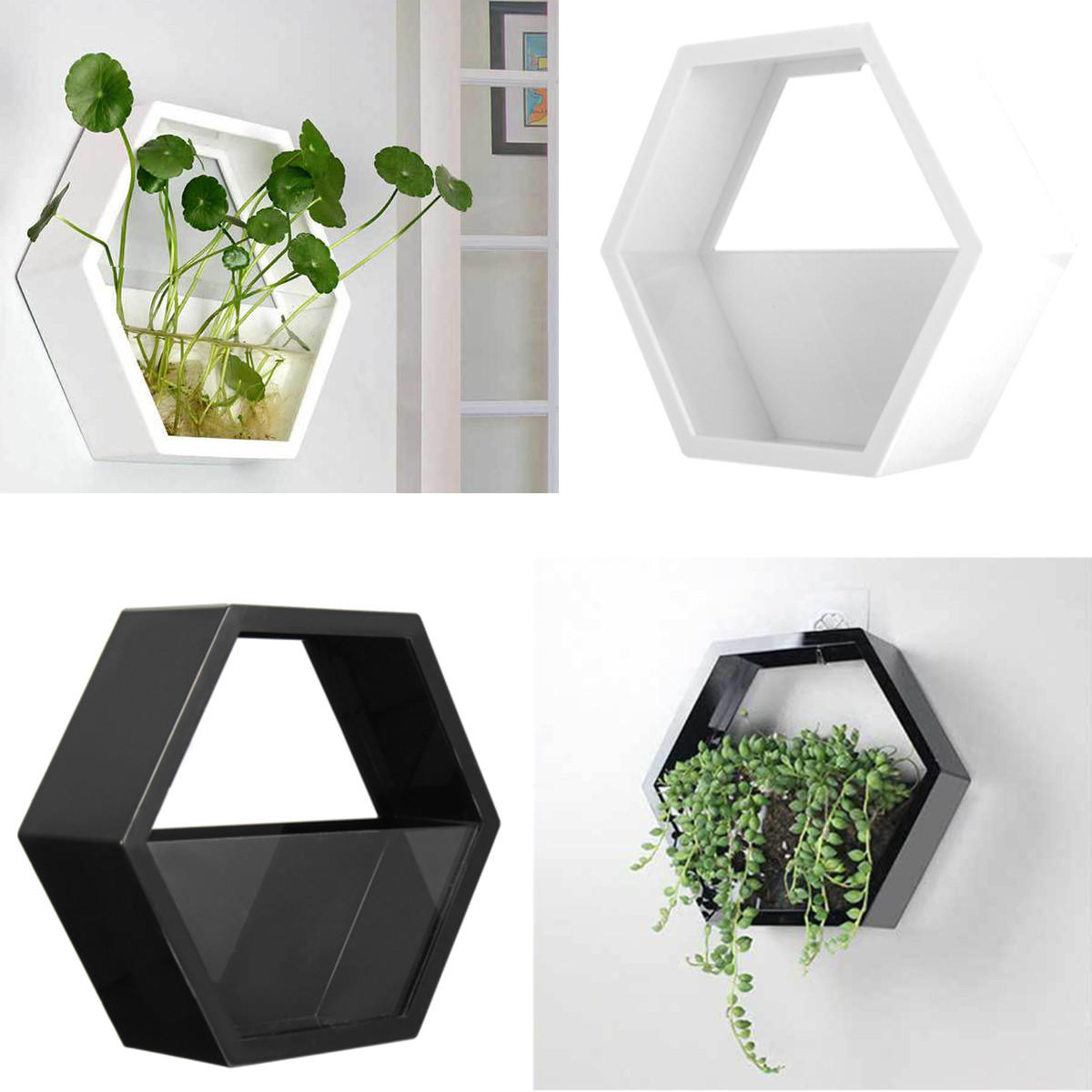 

Hexagon Hanging Wall Basket Plant Flower Pot Box for Home Balcony Garden Decorations