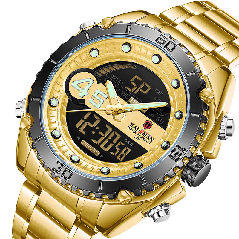 KADEMAN K9054 Sport Men Digital Watch Luminous Date Week Display Waterproof LCD Dual Display Watch