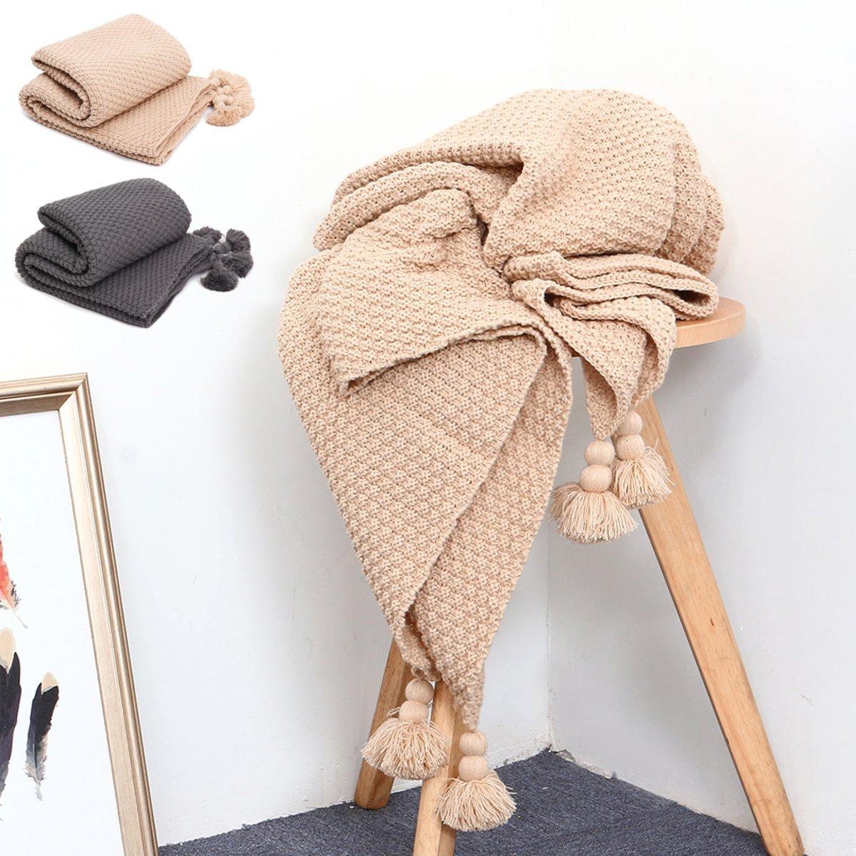 Katoenen brei-dekens Soft Warme kabel gebreide slaapbank Woondecoratie