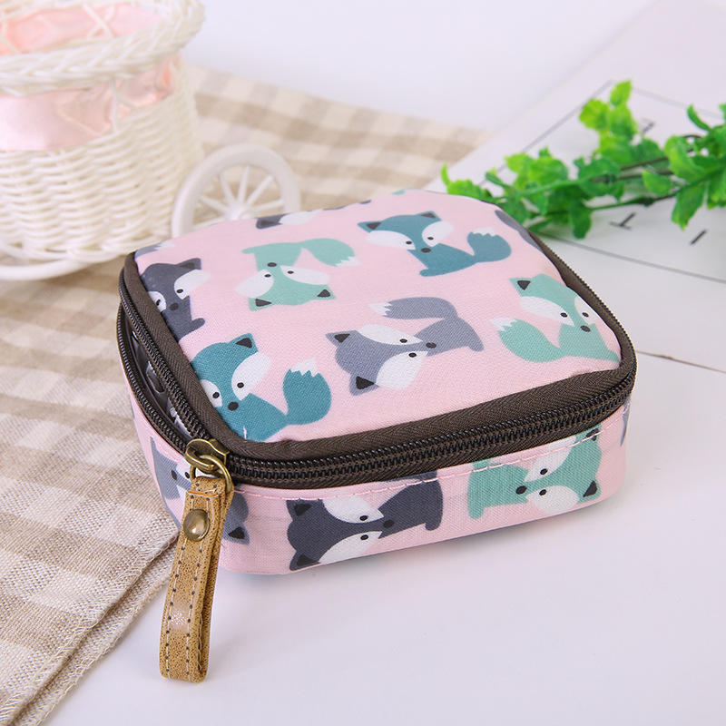 Cloth Waterproof Zipper Sanitary Napkin Cosmetic Storage Bag Coin Purse, SaicleHome  - buy with discount