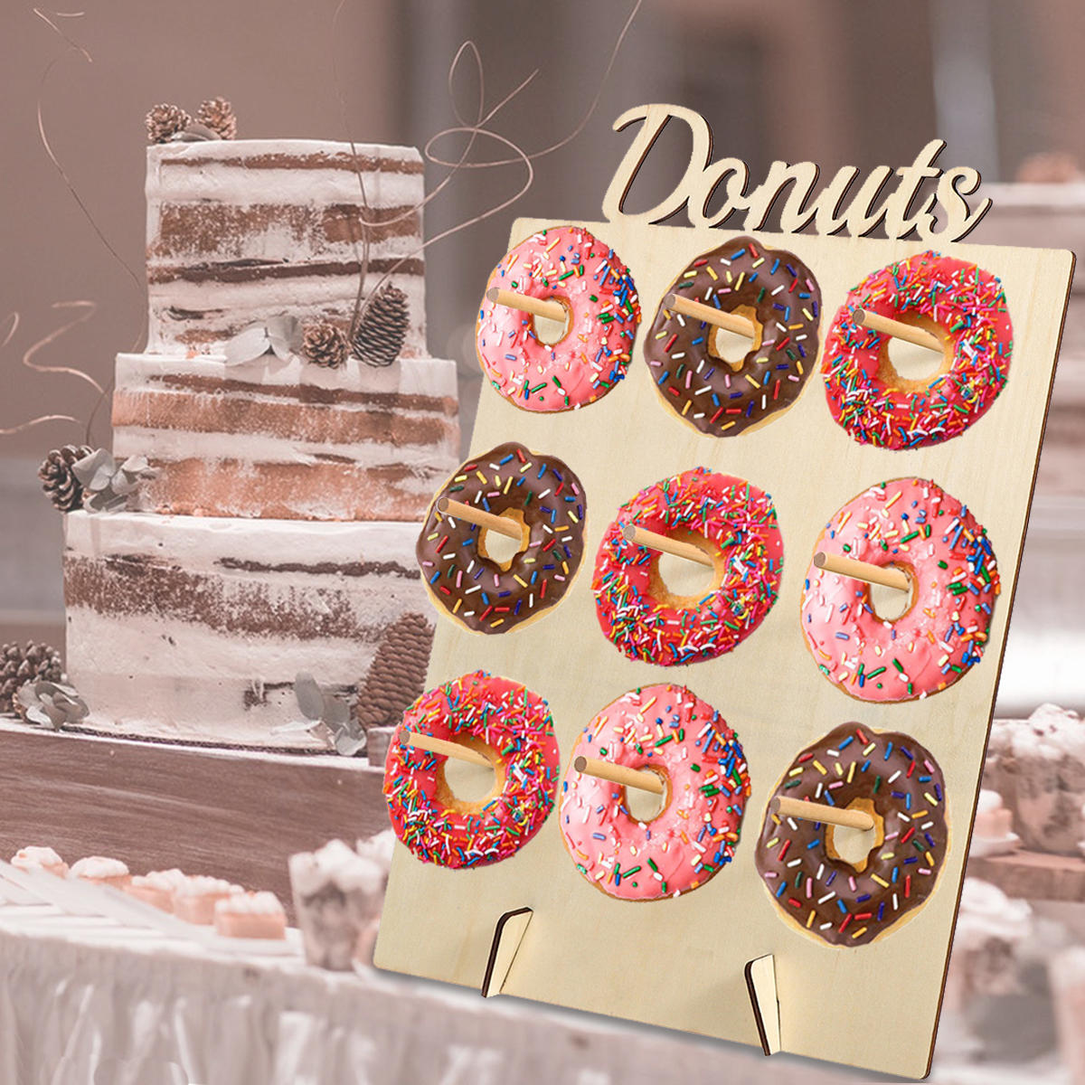 DIY Donut muur houden snoep zoete Stand houten tafel houder bruiloft decoraties