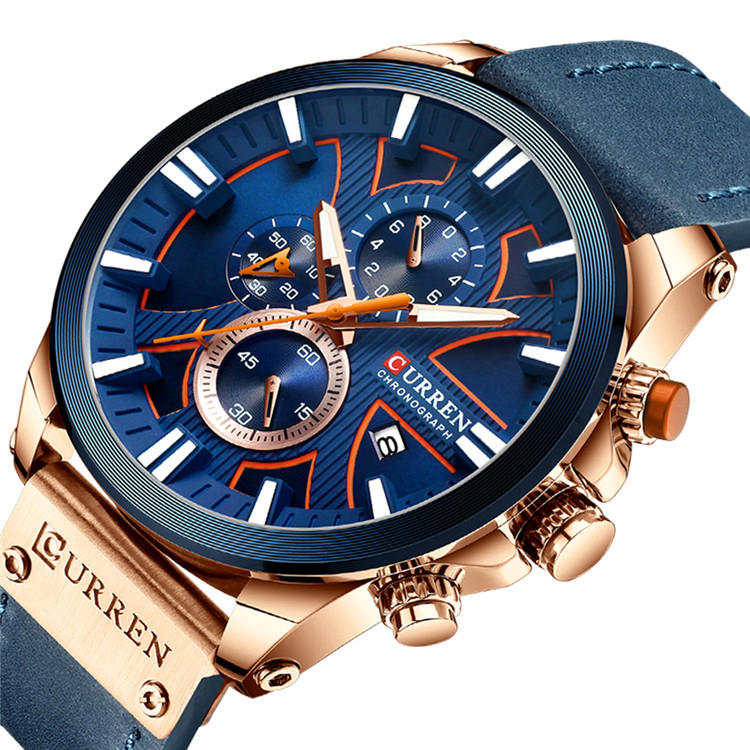 CURREN 8346 Chronograph Sport Men Wrist Watch Leather Watch Band Quartz Watch
