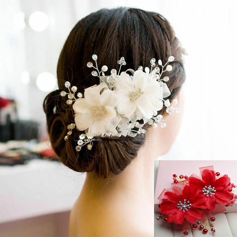 

Женщины Кристалл Rhinestone Волосы Клипы Цветок Свадебный Свадебное Аксессуары Головные Уборы