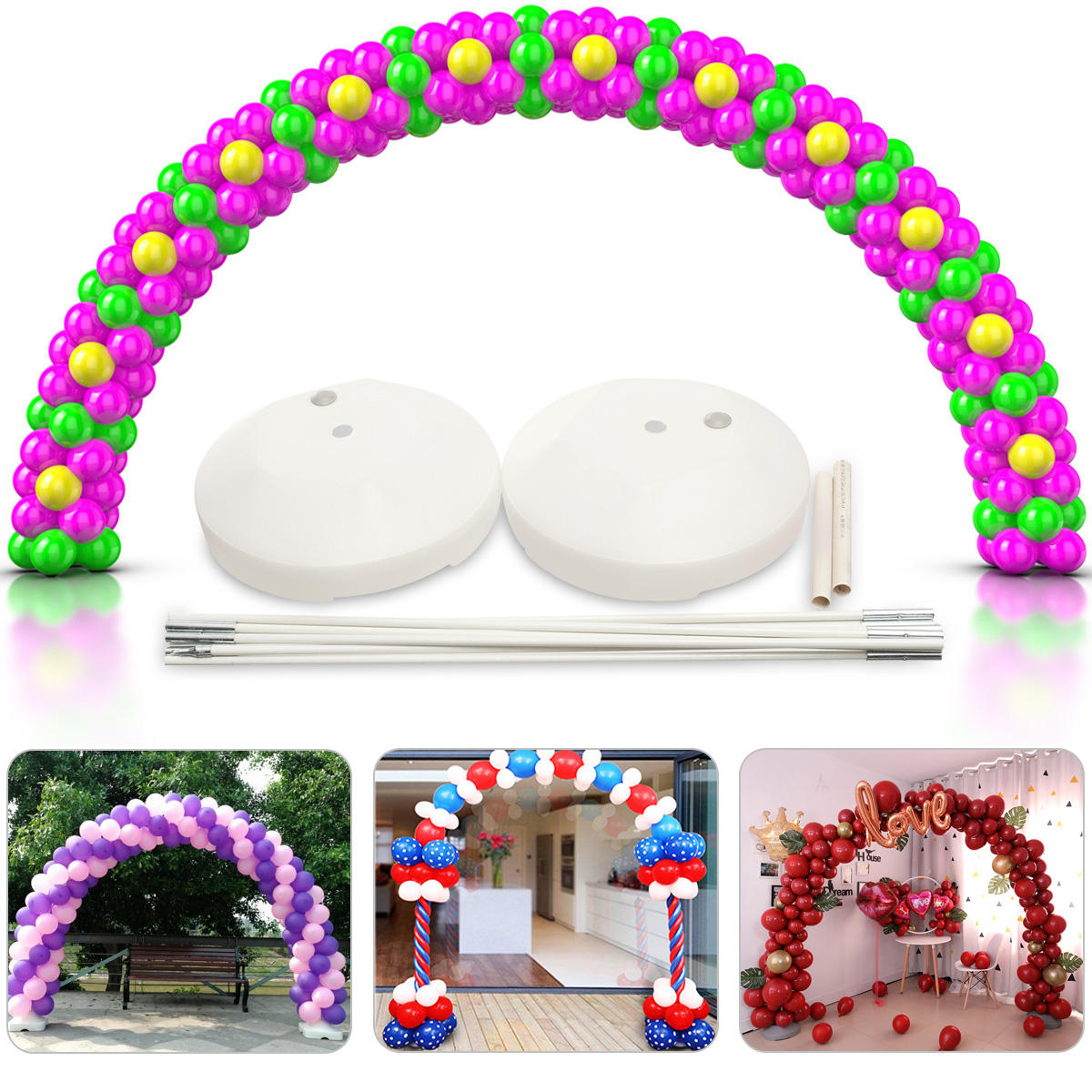 

DIY Large Balloon Arch Set Column Stand Base Frame Kit Birthday Wedding Party Decor