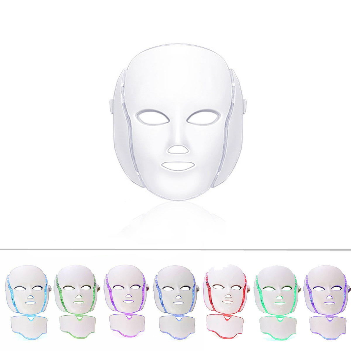 7 kleuren LED-licht Foton Gezichtsmasker Halsverjonging Huid Gezichtstherapie Rimpelmasker