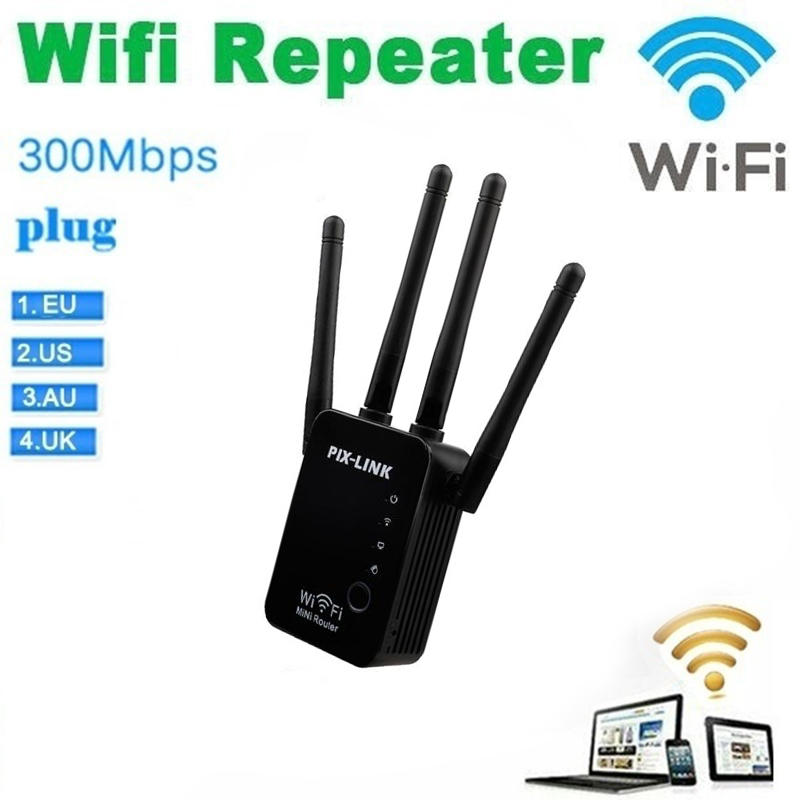 

PIXLINK WR16 300Mbps 2.4GHz Hot Wifi Repeater Wireless Four Antenna Router Range Extender Signal Booster