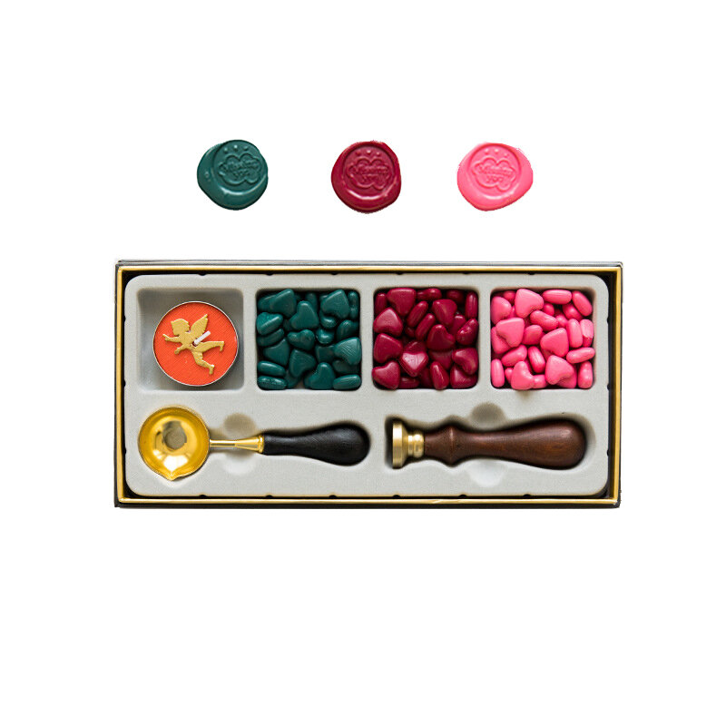 RosyPosy Vintage Lacquer Seal Wax Kit Seal Stamp Wooden Handle DIY Postcard Slogan Lacquer Sealing Tools Set Gifts, Banggood  - buy with discount