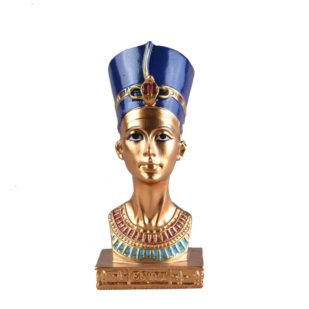 Handwerk Oude Hars Egyptische Cleopatra Farao Beeldje Standbeeld Sculptuur Thuiskantoor Decoraties