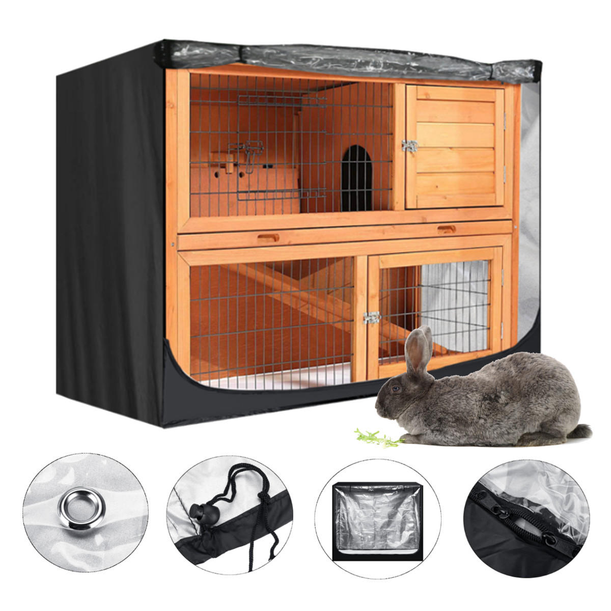 4FT Dustproof Double Layer Rabbit Cage Hutch Cover Rain Wind Snow Protection