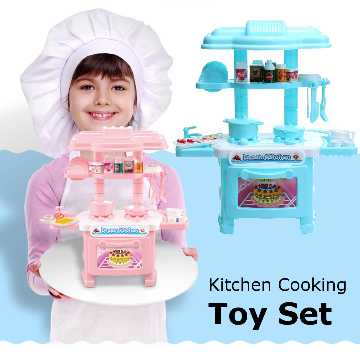 Kids Playing Kitchen Pretend Custom Stove Cabinet Plastic Cooking Role Play Set Toys
